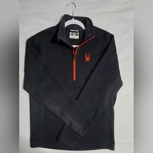 Spyder Black Pullover Quarter-Zip with Orange Logo